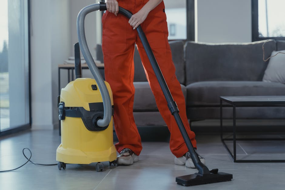 Close-up of a vacuum cleaner head actively cleaning an ornate, traditional patterned carpet in a room with natural lighting. The carpet features intricate floral motifs in muted tones of beige, light 